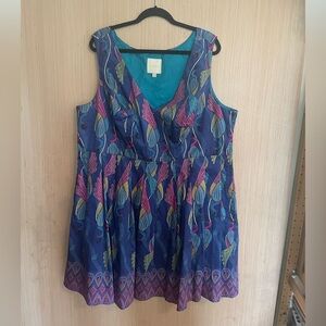 ModCloth 3x Dress with Pockets Peacock print Cotton